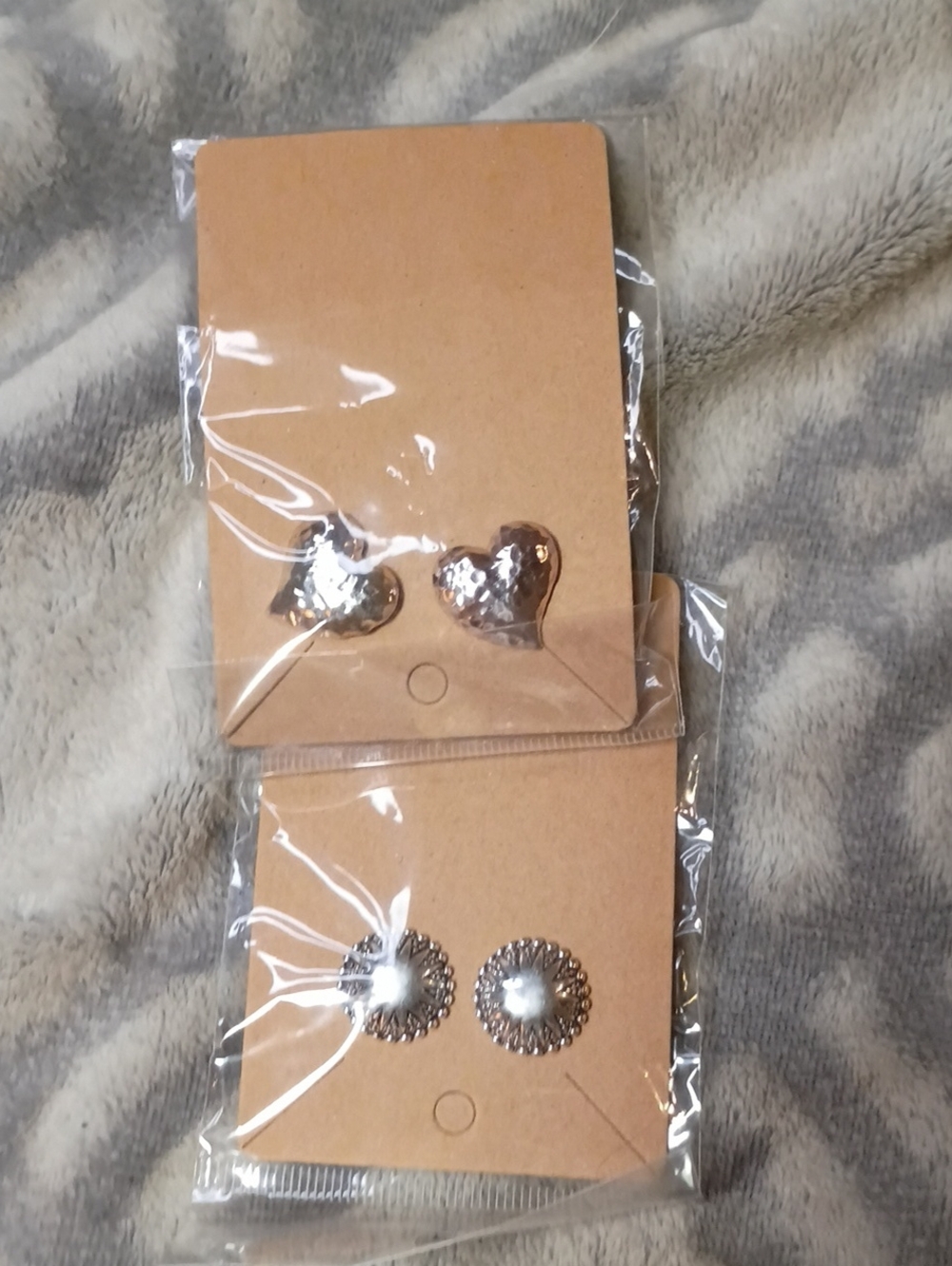 Hammered Heart and Sunburst Silver-Color Stud Earring Set - Women Jewelry